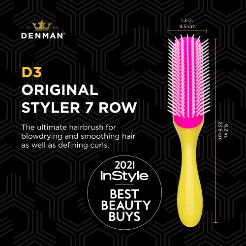 Denman Curly Hair Brush D3 (Black & Red) 7 Row Styling Brush for Detangling, Separating, Shaping and Defining Curls - For Women and Men-The Mainhair Shop