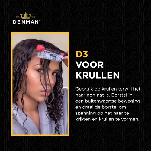Denman Curly Hair Brush D3 (Black & Red) 7 Row Styling Brush for Detangling, Separating, Shaping and Defining Curls - For Women and Men-The Mainhair Shop