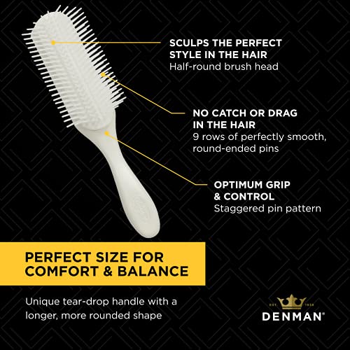 Denman Curly Hair Brush D3 (Black & Red) 7 Row Styling Brush for Detangling, Separating, Shaping and Defining Curls - For Women and Men-The Mainhair Shop