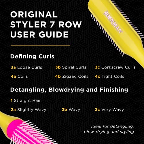 Denman Curly Hair Brush D3 (Black & Red) 7 Row Styling Brush for Detangling, Separating, Shaping and Defining Curls - For Women and Men-The Mainhair Shop