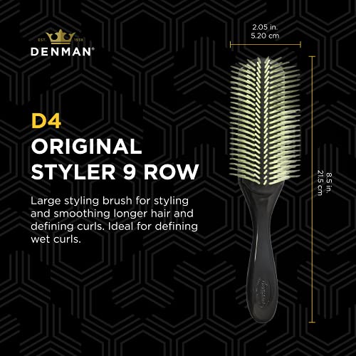 Denman Curly Hair Brush D3 (Black & Red) 7 Row Styling Brush for Detangling, Separating, Shaping and Defining Curls - For Women and Men-The Mainhair Shop