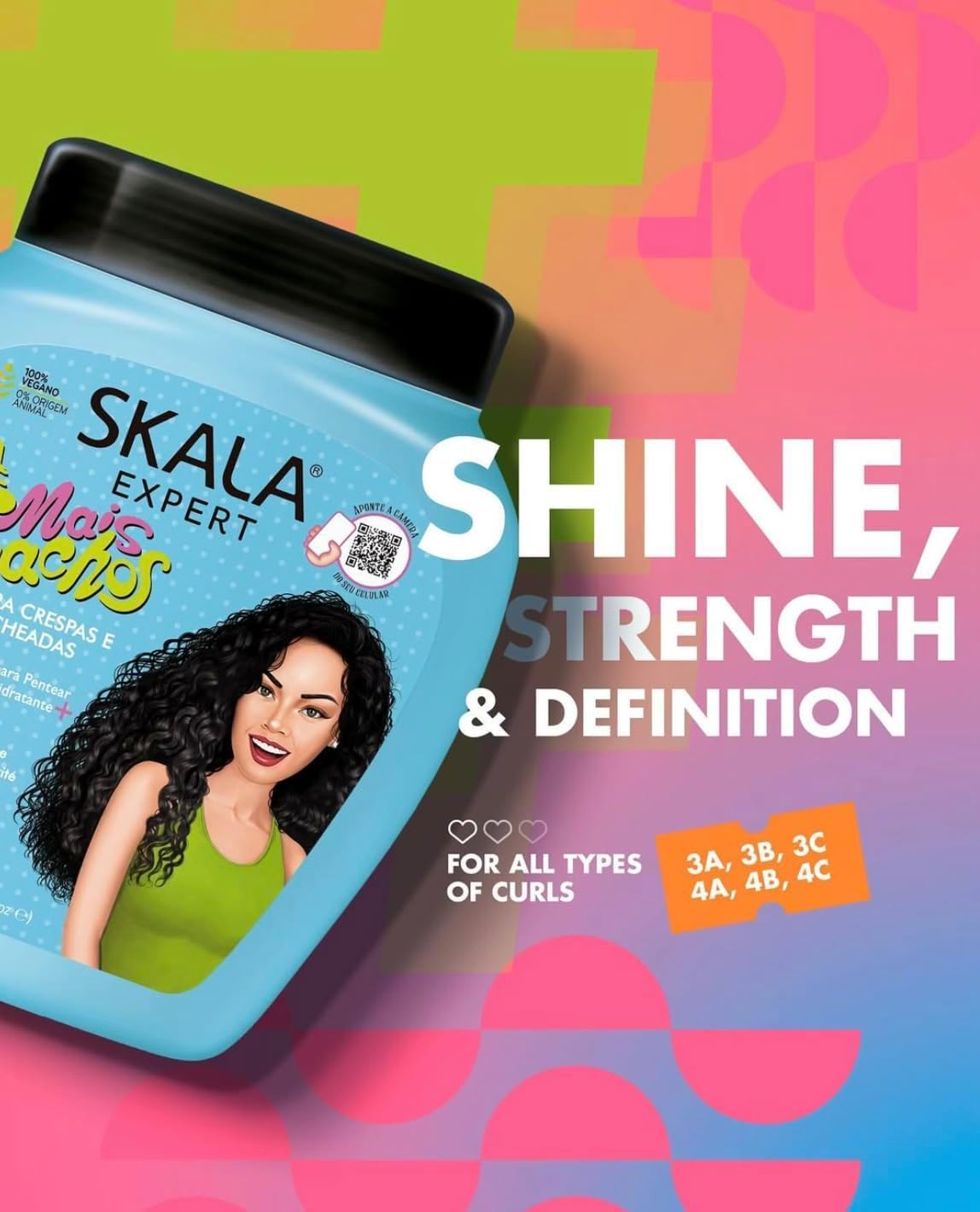 SKALA Mais Cachos Curly Hair Treatment 3ABC - Anti-Frizz, 2-in-1 Conditioning & Detangling Cream, Vegan, 1kg with Wide Tooth Hair Comb - Moisturising,-The Mainhair Shop