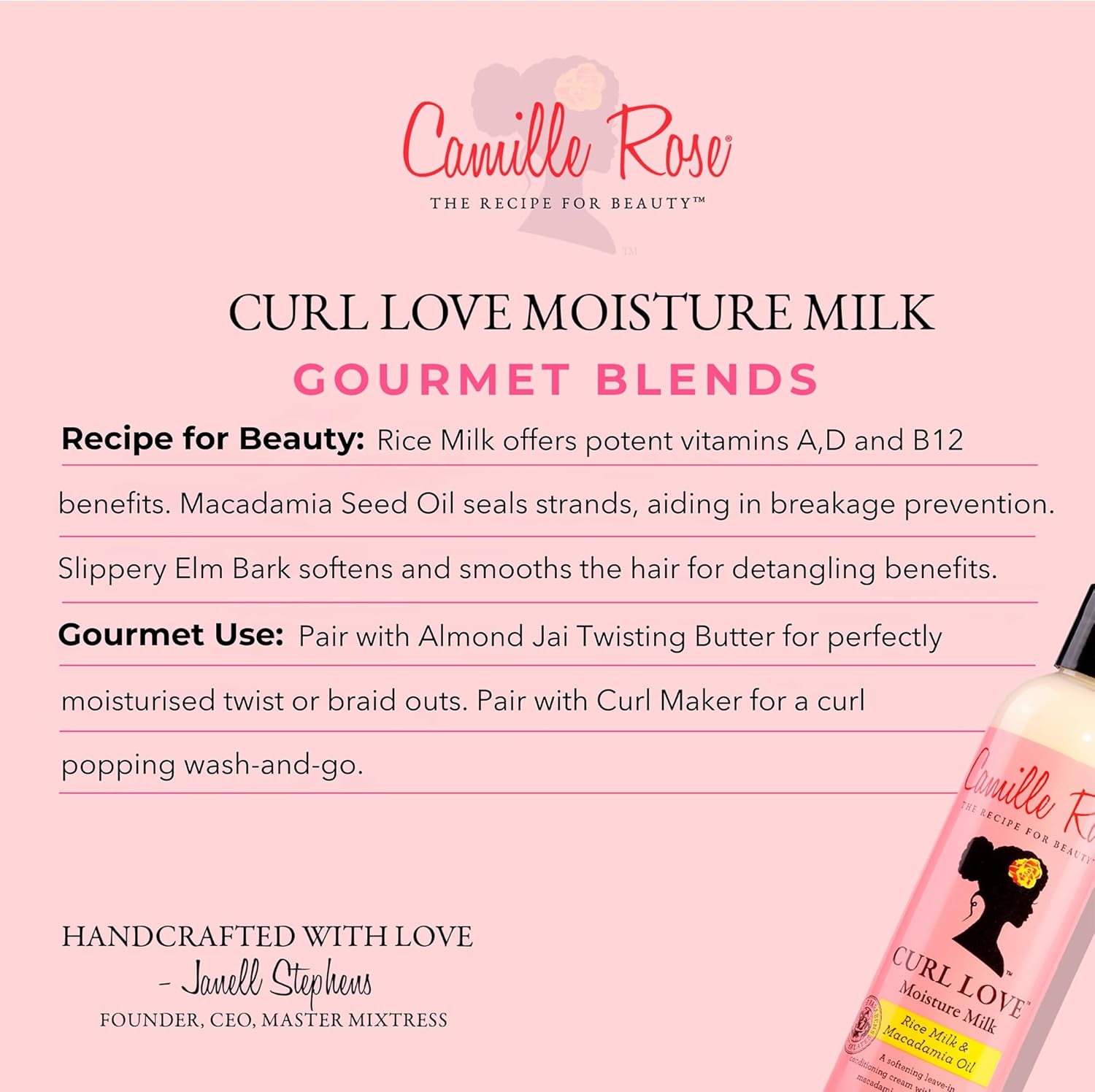 Camille Rose Curl Love Moisture Milk, Leave-In Conditioning Cream for Curls and Coils-The Mainhair Shop