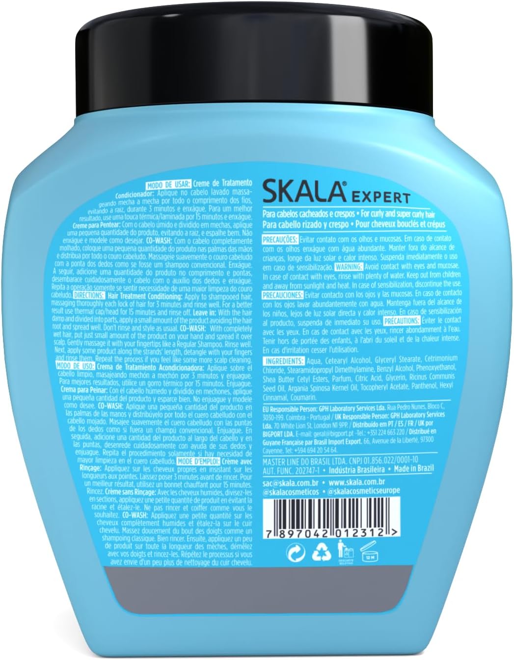 SKALA Mais Cachos Curly Hair Treatment 3ABC - Anti-Frizz, 2-in-1 Conditioning & Detangling Cream, Vegan, 1kg with Wide Tooth Hair Comb - Moisturising,-The Mainhair Shop