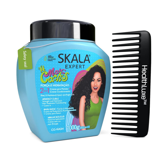SKALA Mais Cachos Curly Hair Treatment 3ABC - Anti-Frizz, 2-in-1 Conditioning & Detangling Cream, Vegan, 1kg with Wide Tooth Hair Comb - Moisturising,-The Mainhair Shop