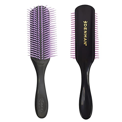 Denman Curly Hair Brush D3 (Black & Red) 7 Row Styling Brush for Detangling, Separating, Shaping and Defining Curls - For Women and Men-The Mainhair Shop
