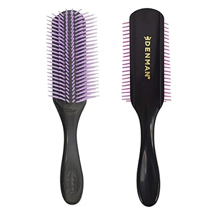 Denman Curly Hair Brush D3 (Black & Red) 7 Row Styling Brush for Detangling, Separating, Shaping and Defining Curls - For Women and Men-The Mainhair Shop