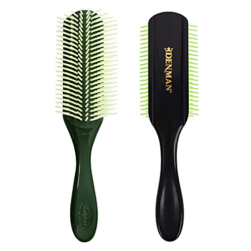 Denman Curly Hair Brush D3 (Black & Red) 7 Row Styling Brush for Detangling, Separating, Shaping and Defining Curls - For Women and Men-The Mainhair Shop