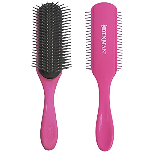 Denman Curly Hair Brush D3 (Black & Red) 7 Row Styling Brush for Detangling, Separating, Shaping and Defining Curls - For Women and Men-The Mainhair Shop