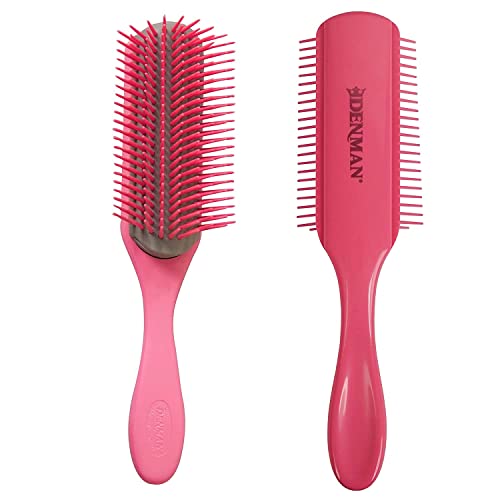 Denman Curly Hair Brush D3 (Black & Red) 7 Row Styling Brush for Detangling, Separating, Shaping and Defining Curls - For Women and Men-The Mainhair Shop