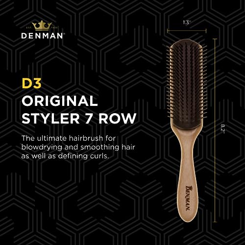 Denman Curly Hair Brush D3 (Black & Red) 7 Row Styling Brush for Detangling, Separating, Shaping and Defining Curls - For Women and Men-The Mainhair Shop