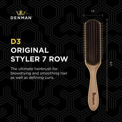 Denman Curly Hair Brush D3 (Black & Red) 7 Row Styling Brush for Detangling, Separating, Shaping and Defining Curls - For Women and Men-The Mainhair Shop