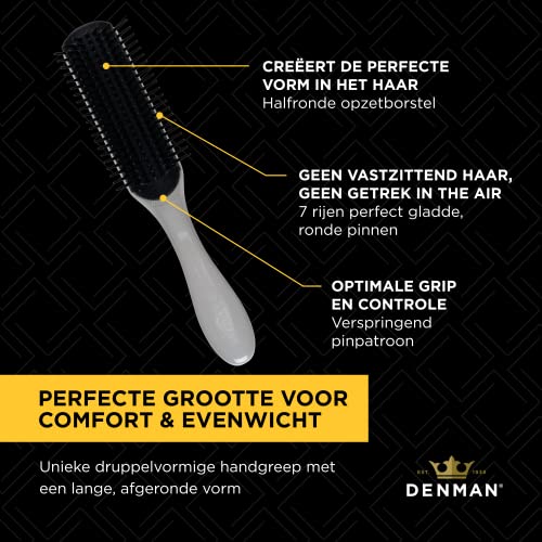 Denman Curly Hair Brush D3 (Black & Red) 7 Row Styling Brush for Detangling, Separating, Shaping and Defining Curls - For Women and Men-The Mainhair Shop