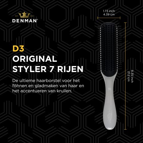 Denman Curly Hair Brush D3 (Black & Red) 7 Row Styling Brush for Detangling, Separating, Shaping and Defining Curls - For Women and Men-The Mainhair Shop
