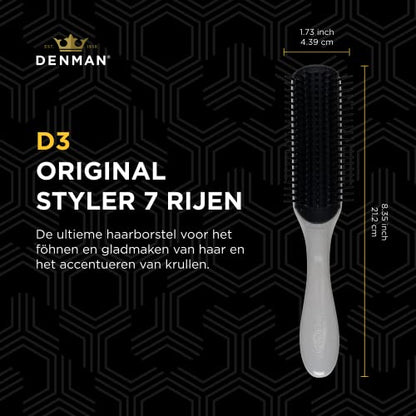 Denman Curly Hair Brush D3 (Black & Red) 7 Row Styling Brush for Detangling, Separating, Shaping and Defining Curls - For Women and Men-The Mainhair Shop