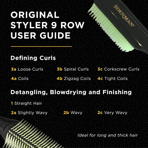 Denman Curly Hair Brush D3 (Black & Red) 7 Row Styling Brush for Detangling, Separating, Shaping and Defining Curls - For Women and Men-The Mainhair Shop