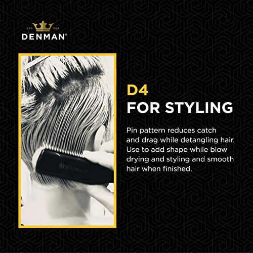 Denman Curly Hair Brush D3 (Black & Red) 7 Row Styling Brush for Detangling, Separating, Shaping and Defining Curls - For Women and Men-The Mainhair Shop
