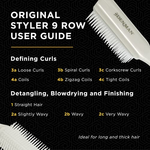 Denman Curly Hair Brush D3 (Black & Red) 7 Row Styling Brush for Detangling, Separating, Shaping and Defining Curls - For Women and Men-The Mainhair Shop