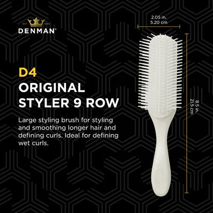 Denman Curly Hair Brush D3 (Black & Red) 7 Row Styling Brush for Detangling, Separating, Shaping and Defining Curls - For Women and Men-The Mainhair Shop