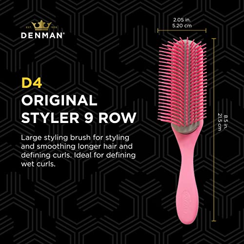 Denman Curly Hair Brush D3 (Black & Red) 7 Row Styling Brush for Detangling, Separating, Shaping and Defining Curls - For Women and Men-The Mainhair Shop