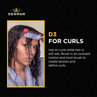 Denman Curly Hair Brush D3 (Black & Red) 7 Row Styling Brush for Detangling, Separating, Shaping and Defining Curls - For Women and Men-The Mainhair Shop