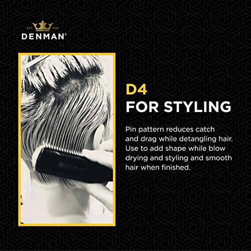 Denman Curly Hair Brush D3 (Black & Red) 7 Row Styling Brush for Detangling, Separating, Shaping and Defining Curls - For Women and Men-The Mainhair Shop