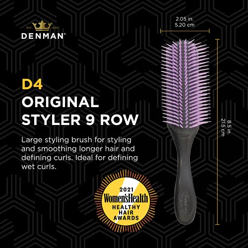 Denman Curly Hair Brush D3 (Black & Red) 7 Row Styling Brush for Detangling, Separating, Shaping and Defining Curls - For Women and Men-The Mainhair Shop