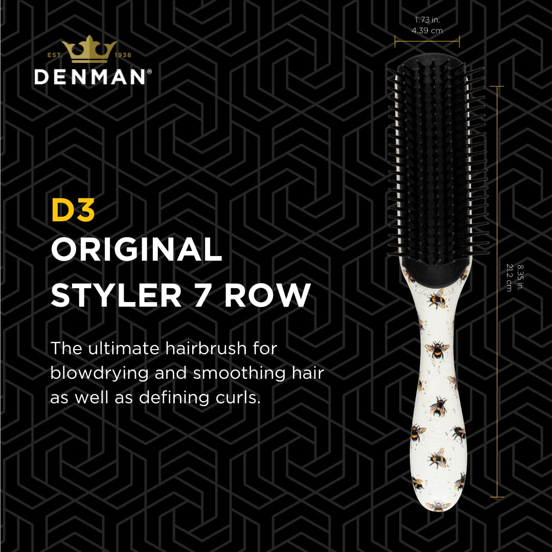 Denman Curly Hair Brush D3 (Black & Red) 7 Row Styling Brush for Detangling, Separating, Shaping and Defining Curls - For Women and Men-The Mainhair Shop