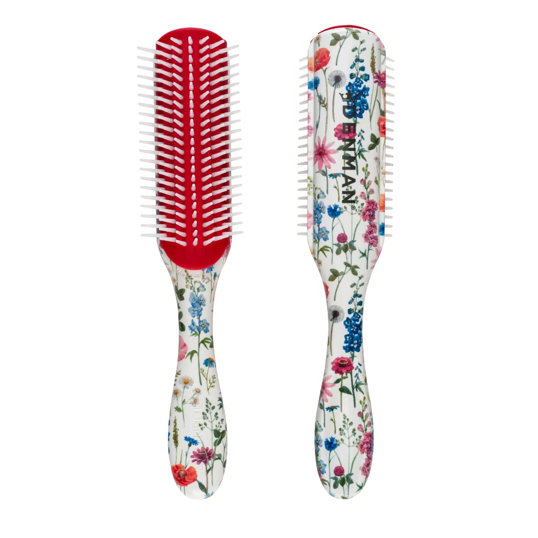 Denman Curly Hair Brush D3 (Black & Red) 7 Row Styling Brush for Detangling, Separating, Shaping and Defining Curls - For Women and Men-The Mainhair Shop
