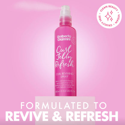 Umberto Giannini Curl Jelly Kit - Curl Scrunching Jelly, Curl Wash Shampoo, Curl Care Conditioner & Curl Jelly Refresh Styling Spray - Style Kit