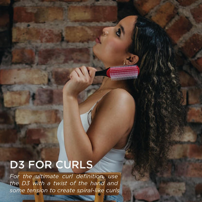 Denman Curly Hair Brush D3 (Black & Red) 7 Row Styling Brush for Detangling, Separating, Shaping and Defining Curls - For Women and Men-The Mainhair Shop