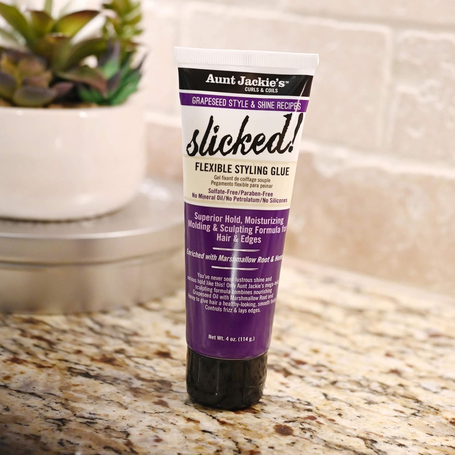 Aunt Jackie's Grapeseed Slicked Flexible Styling Glue 4oz-The Mainhair Shop