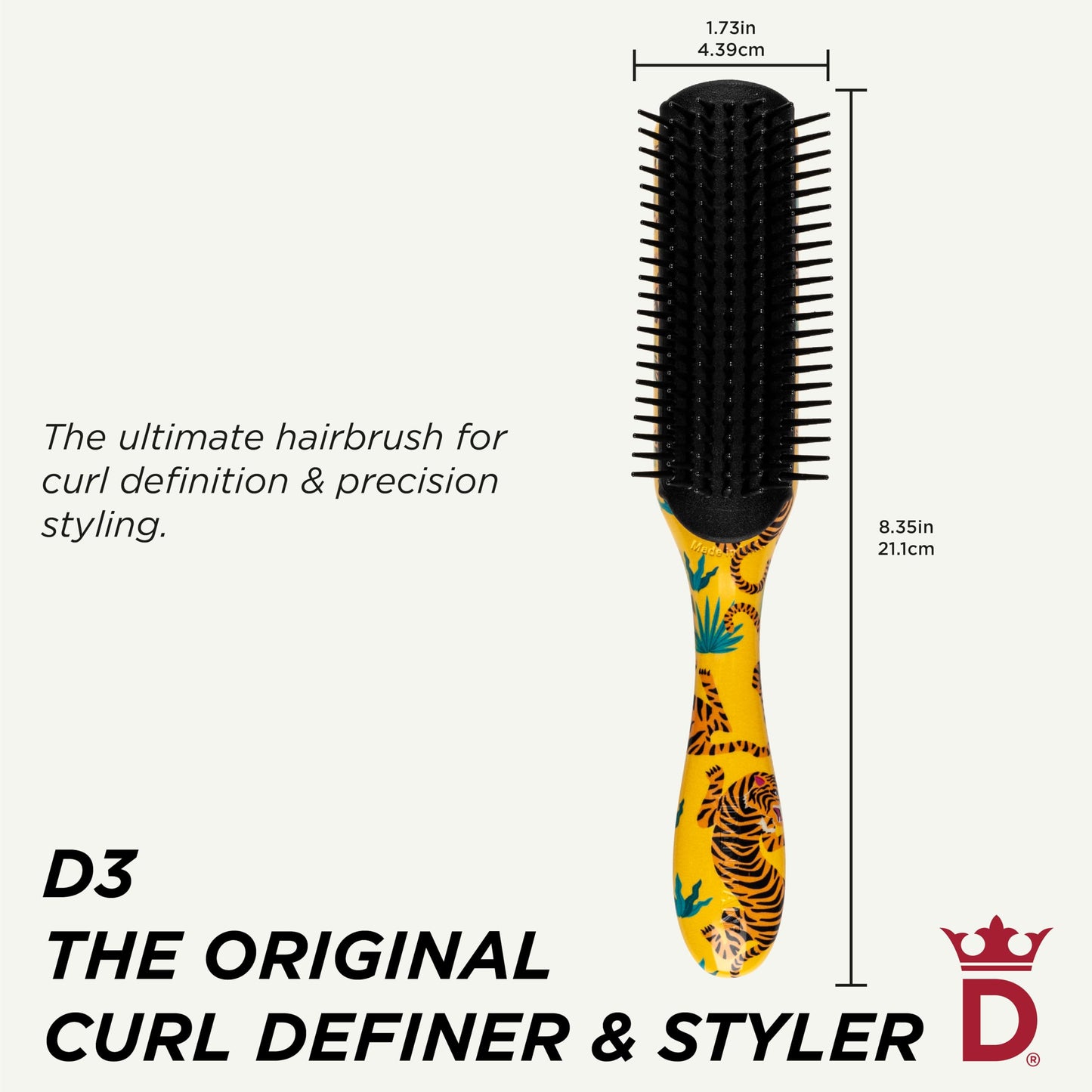 Denman Curly Hair Brush D3 (Black & Red) 7 Row Styling Brush for Detangling, Separating, Shaping and Defining Curls - For Women and Men-The Mainhair Shop