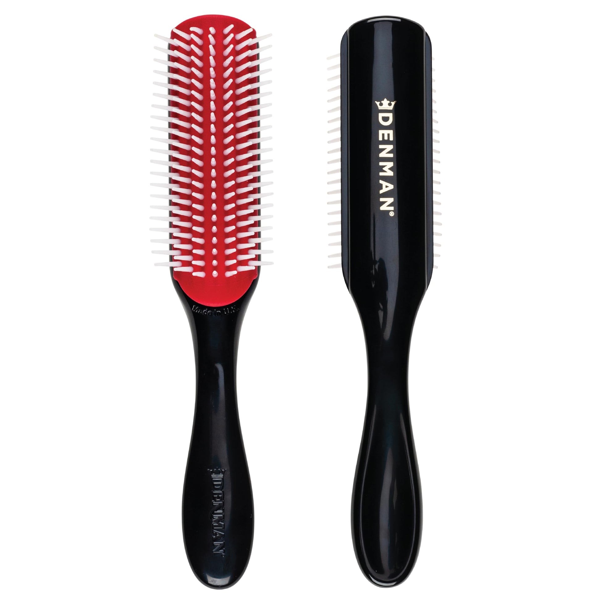 Denman Curly Hair Brush D3 (Black & Red) 7 Row Styling Brush for Detangling, Separating, Shaping and Defining Curls - For Women and Men-The Mainhair Shop