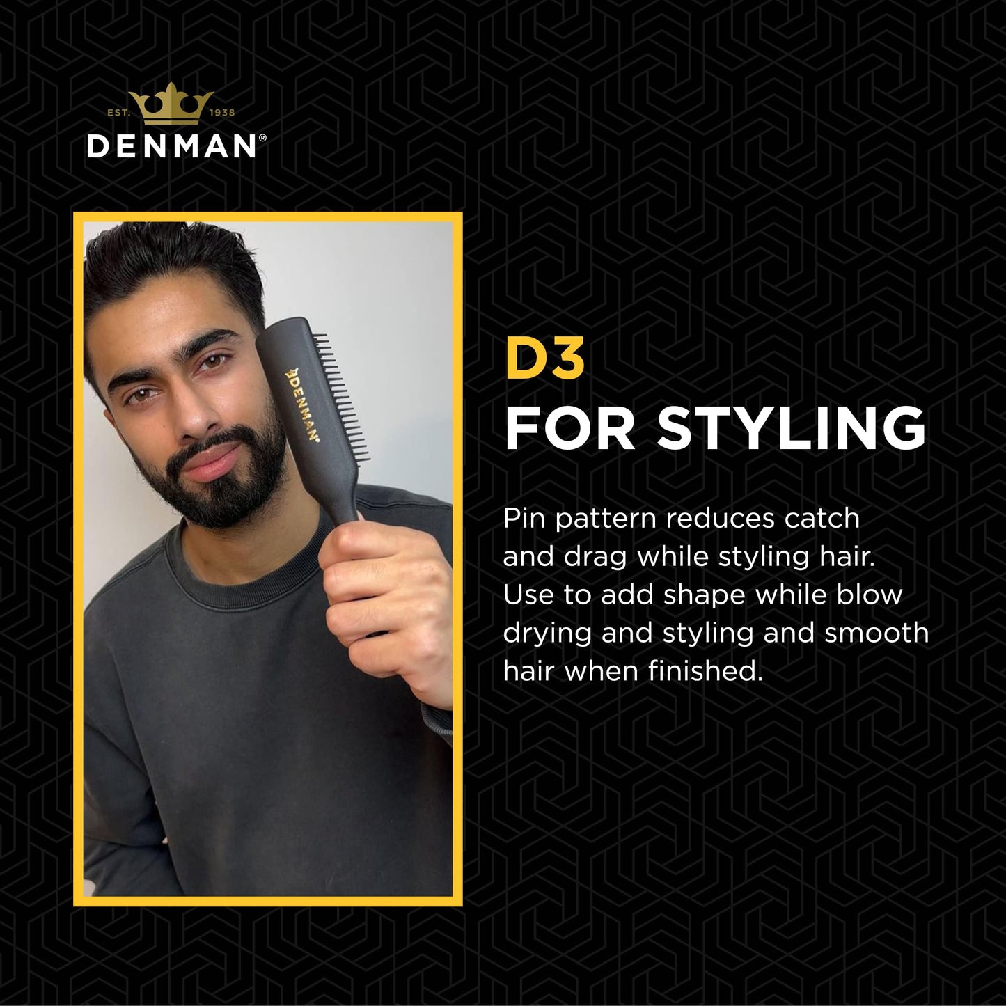 Denman Curly Hair Brush D3 (Black & Red) 7 Row Styling Brush for Detangling, Separating, Shaping and Defining Curls - For Women and Men-The Mainhair Shop