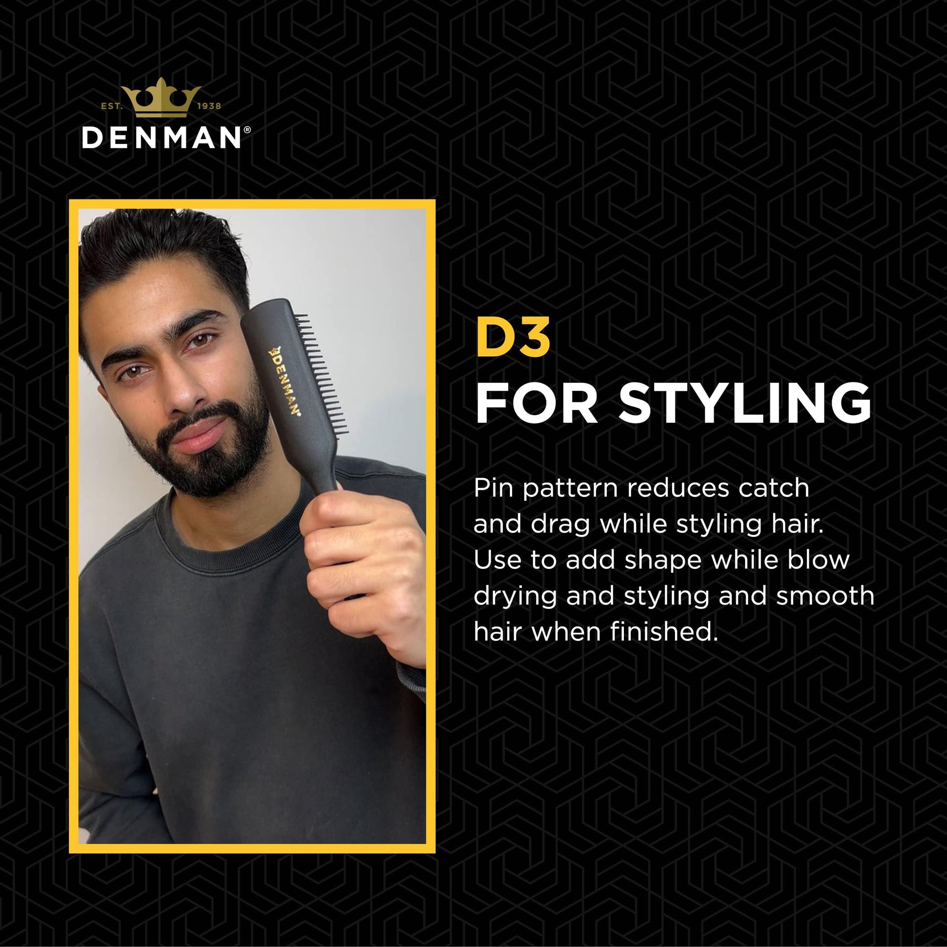 Denman Curly Hair Brush D3 (Black & Red) 7 Row Styling Brush for Detangling, Separating, Shaping and Defining Curls - For Women and Men-The Mainhair Shop