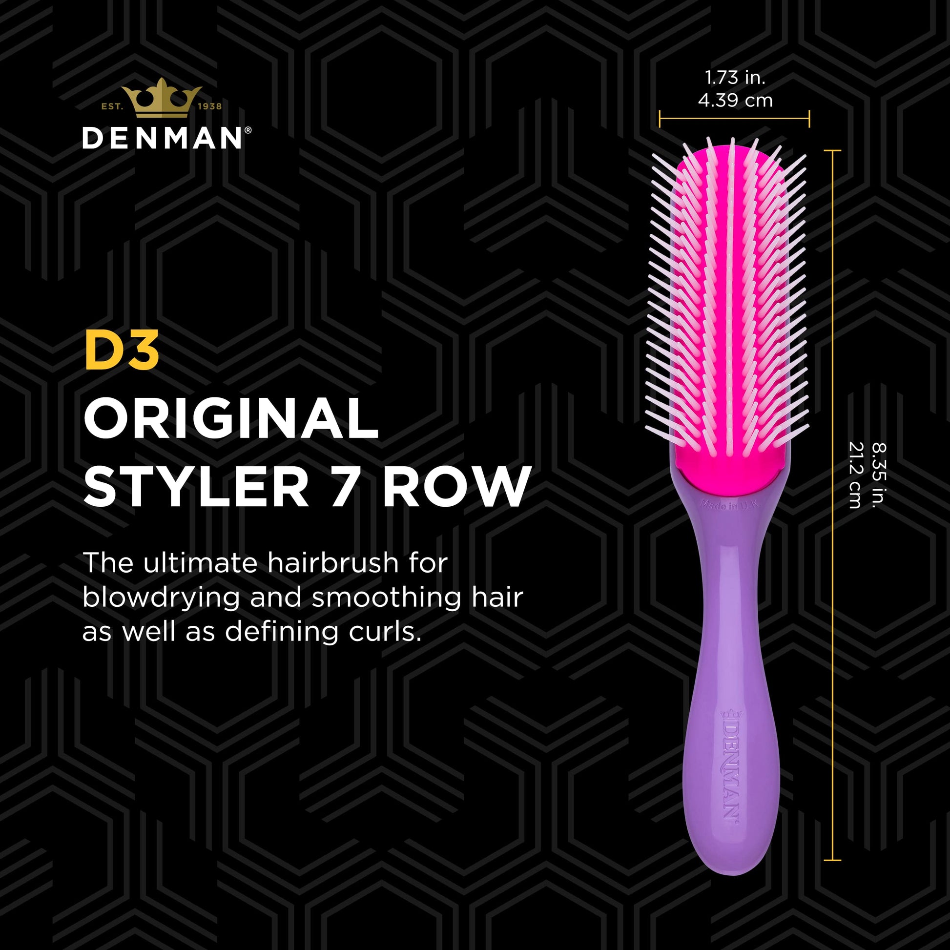 Denman Curly Hair Brush D3 (Black & Red) 7 Row Styling Brush for Detangling, Separating, Shaping and Defining Curls - For Women and Men-The Mainhair Shop
