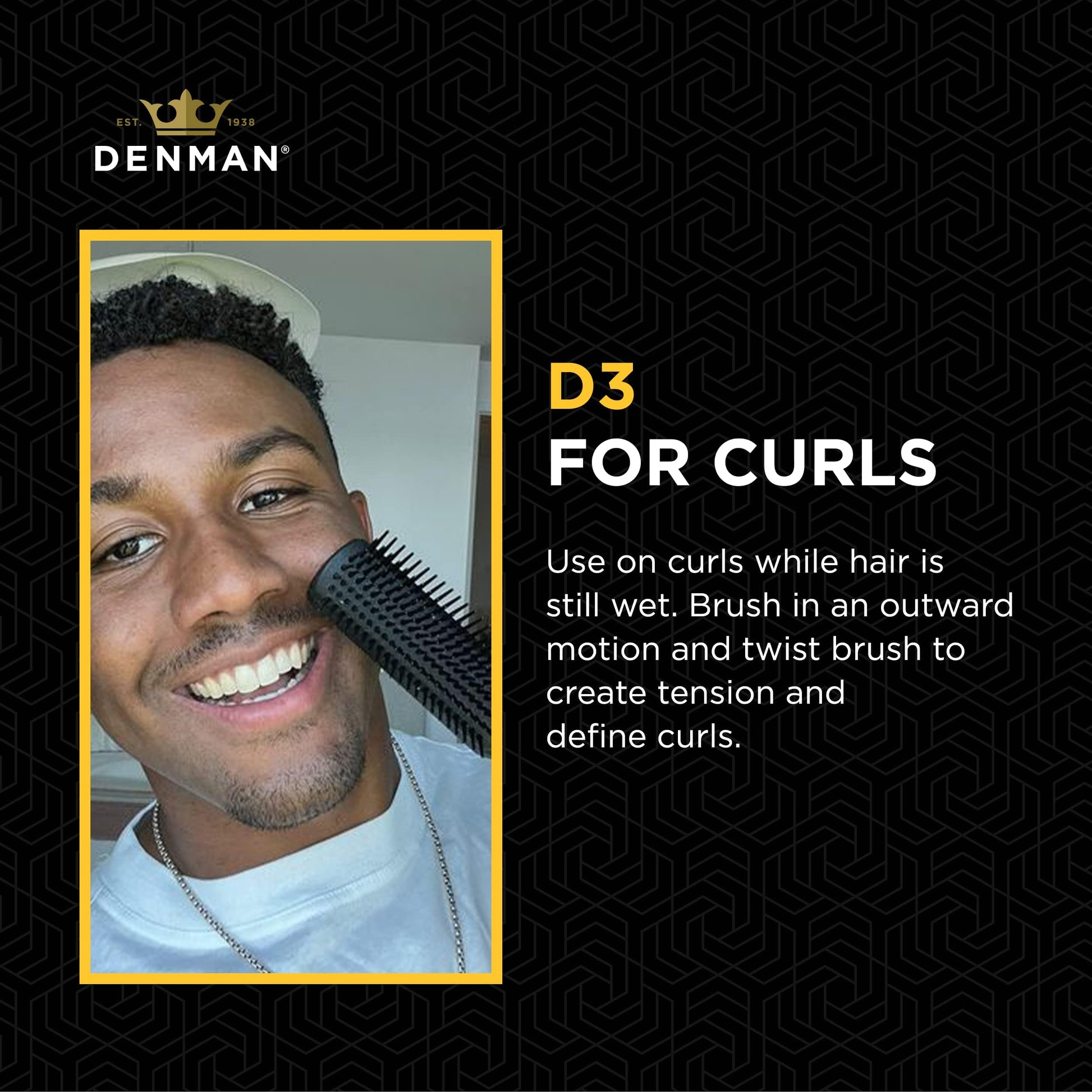 Denman Curly Hair Brush D3 (Black & Red) 7 Row Styling Brush for Detangling, Separating, Shaping and Defining Curls - For Women and Men-The Mainhair Shop