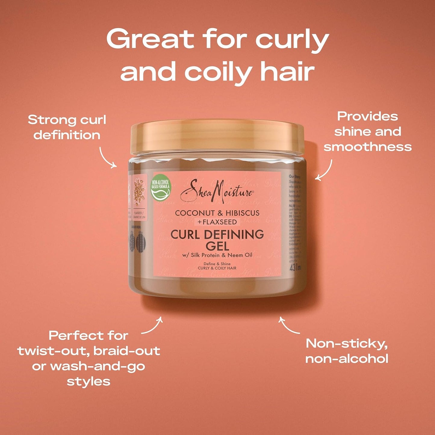 Shea moisture coconut & hibiscus + flaxseed curl defining gel-The Mainhair Shop