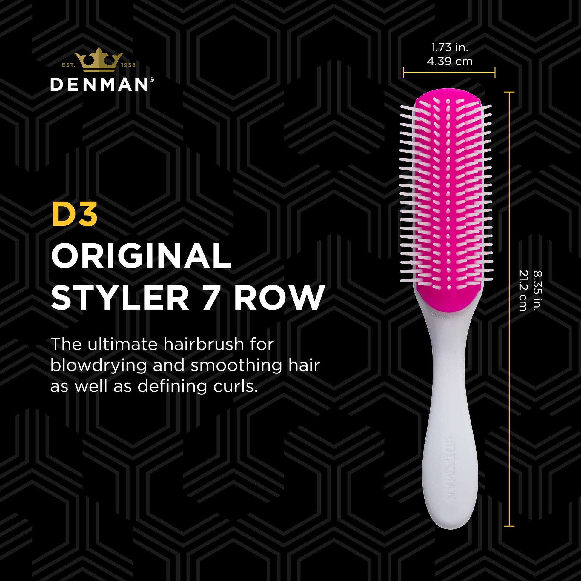 Denman Curly Hair Brush D3 (Black & Red) 7 Row Styling Brush for Detangling, Separating, Shaping and Defining Curls - For Women and Men-The Mainhair Shop
