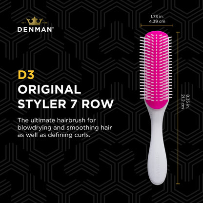 Denman Curly Hair Brush D3 (Black & Red) 7 Row Styling Brush for Detangling, Separating, Shaping and Defining Curls - For Women and Men-The Mainhair Shop