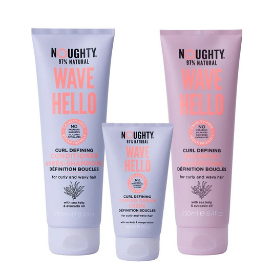 Noughty 97% Natural Wave Hello Shampoo, Conditioner and Taming Cream Trio, Vitamin Rich Formula for Curly and Wavy Hair, with Sea Kelp and Avocado Oil-The Mainhair Shop